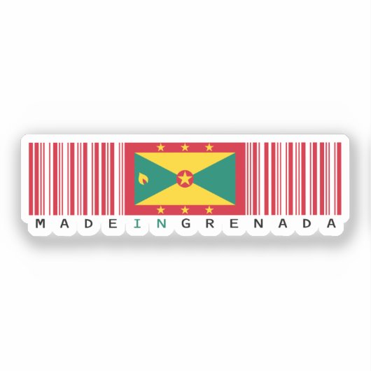 Made in Grenada Barcode Flag Sticker (Voorkant)