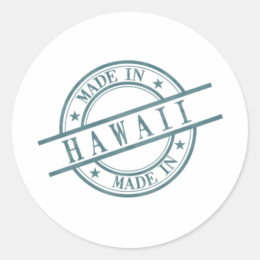 Made in Hawaii Green Round Rubber Stamp Logo Ronde Sticker (Voorkant)