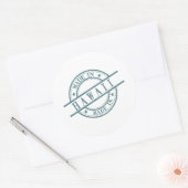 Made in Hawaii Green Round Rubber Stamp Logo Ronde Sticker (Envelop)