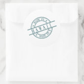 Made in Hawaii Green Round Rubber Stamp Logo Ronde Sticker (Tas)