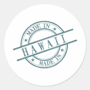Made in Hawaii Green Round Rubber Stamp Logo Ronde Sticker