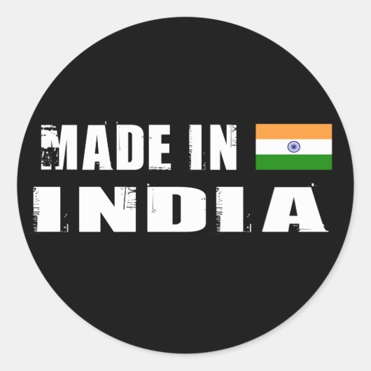 Made in India Ronde Sticker (Voorkant)