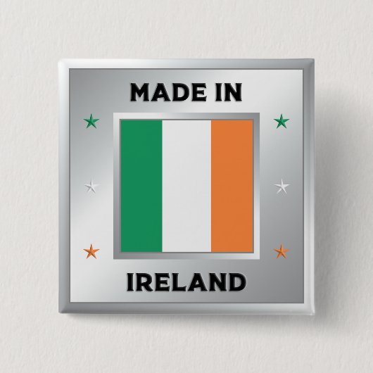 Made In Ireland Vierkante Button 5,1 Cm (Voorkant)