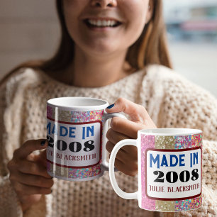 Made in (Jaar) Verjaardag Glitter voor 16e, 18e, 2 Koffiemok