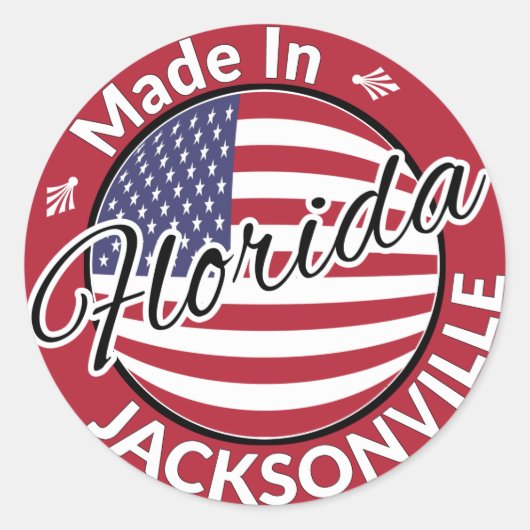Made in Jacksonville Florida USA Flag Ronde Sticker (Voorkant)