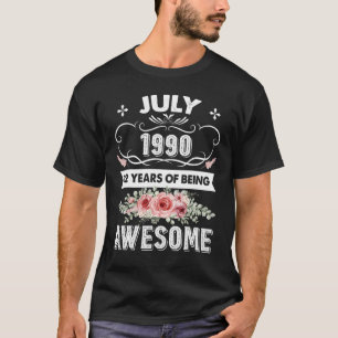 Made in Juli 32 Jaar Oude Vintage 1990 32th Birthd T-shirt