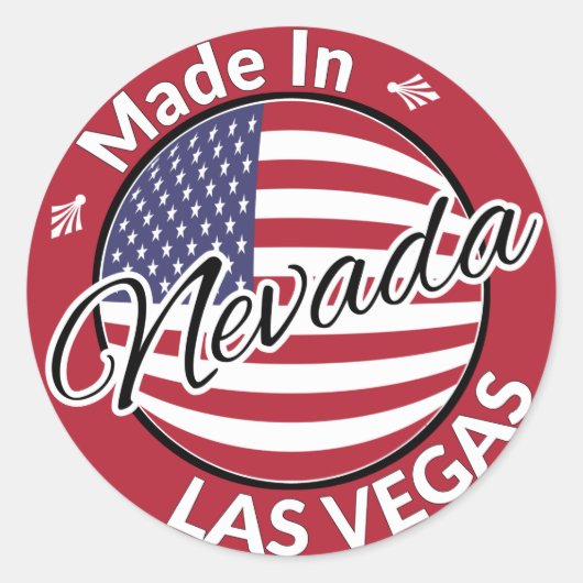 Made in Las Vegas Nevada USA Flag Ronde Sticker (Voorkant)