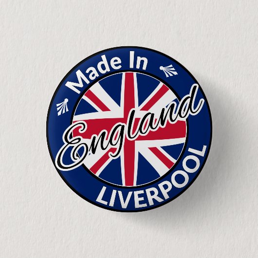 Made in Liverpool England Union Jack Flag Ronde Button 3,2 Cm (Voorkant)