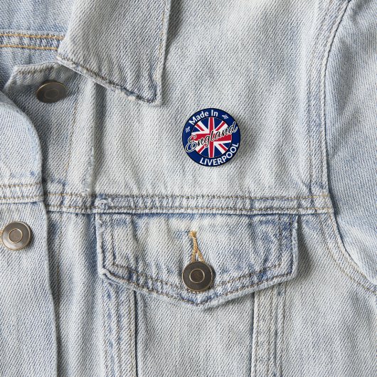 Made in Liverpool England Union Jack Flag Ronde Button 3,2 Cm (In situ)