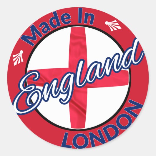 Made in London England St George Flag Ronde Sticker (Voorkant)
