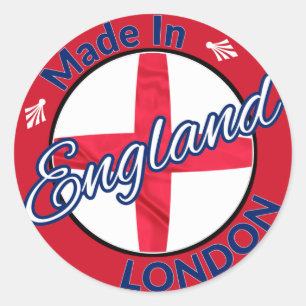 Made in London England St George Flag Ronde Sticker