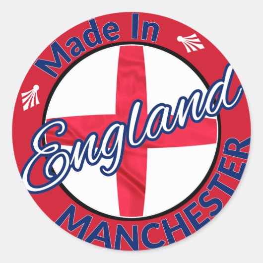 Made in Manchester England St George Flag Ronde Sticker (Voorkant)