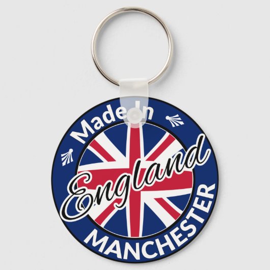 Made in Manchester England Union Jack Flag Sleutelhanger (Voorkant)