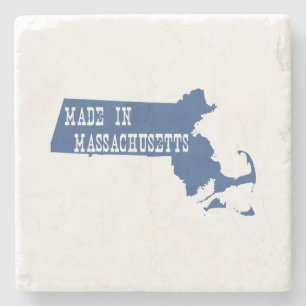 Made in Massachusetts State Shaped Bay Stater Blue Stenen Onderzetter