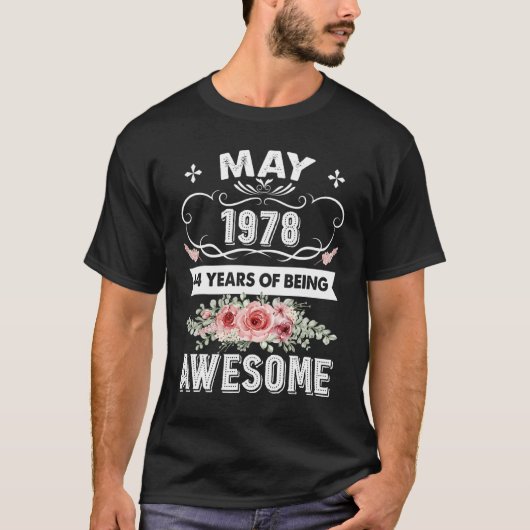 Made in May 44 Year Old 1978 44th Birthda T-shirt (Voorkant)