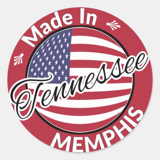 Made in Memphis Tennessee USA Flag Ronde Sticker (Voorkant)