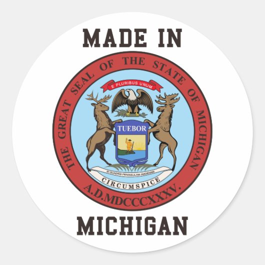 Made in Michigan Ronde Sticker (Voorkant)