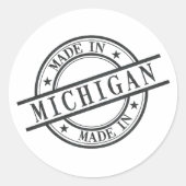 Made in Michigan Round Stamp Logo Yooper Black Ronde Sticker (Voorkant)