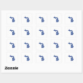 Made in Michigan Shaped Blue Michigander Vierkante Sticker (Vel)