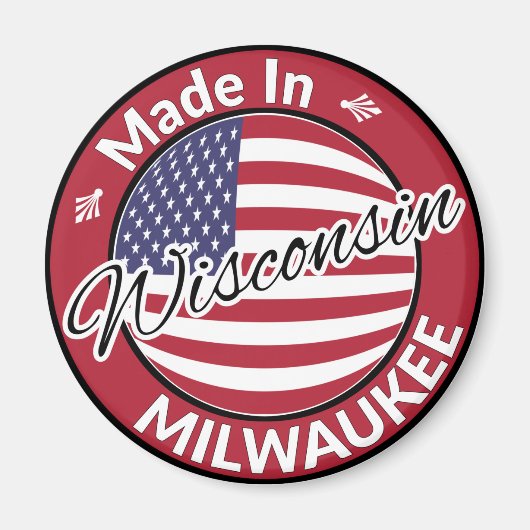 Made in Milwaukee Wisconsin USA Flag Magneet (Voorkant)