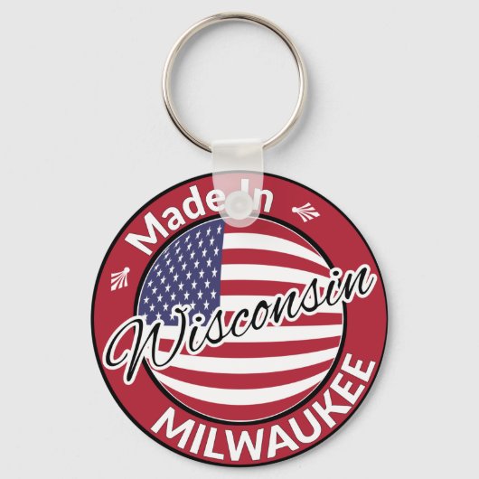 Made in Milwaukee Wisconsin USA Flag Sleutelhanger (Voorkant)