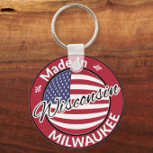Made in Milwaukee Wisconsin USA Flag Sleutelhanger (Voorkant)