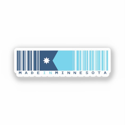 Made in Minnesota Barcode Flag Sticker – State (Voorkant)