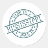 Made in Mississippi Green Round Rubber Stamp Logo Ronde Sticker (Voorkant)