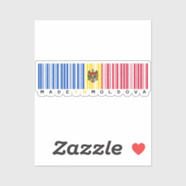 Made in Moldova Barcode Flag Sticker