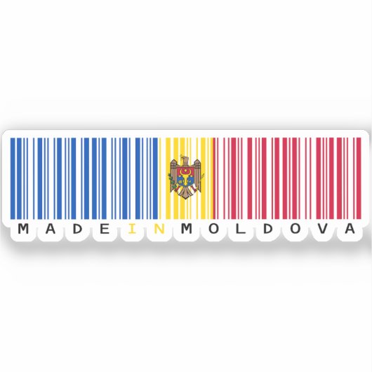 Made in Moldova Barcode Flag Sticker (Voorkant)