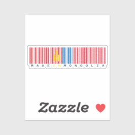 Made in Mongolia Barcode Flag Design Sticker