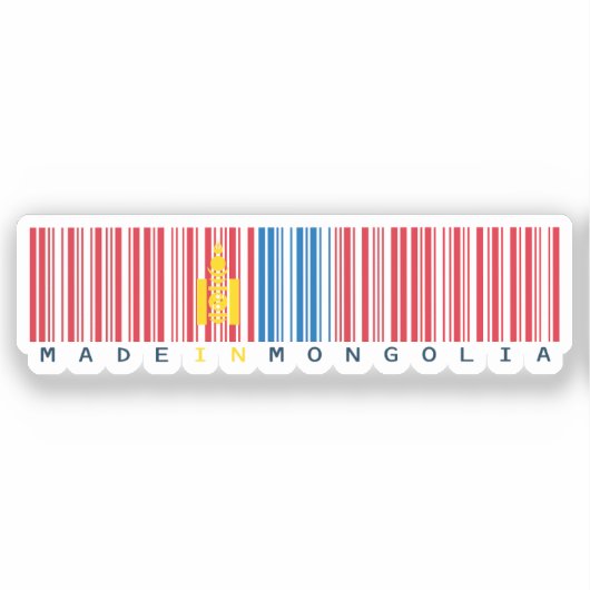 Made in Mongolia Barcode Flag Design Sticker (Voorkant)