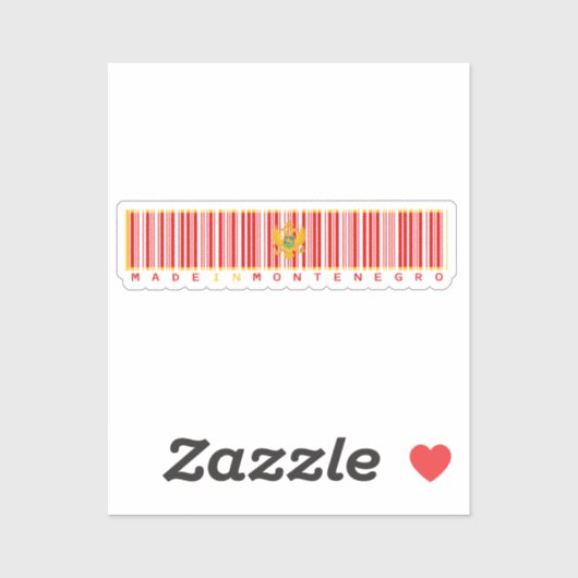 Made in Montenegro Streepjescode Vlag Sticker (Vel)