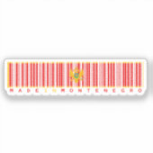 Made in Montenegro Streepjescode Vlag Sticker (Voorkant)
