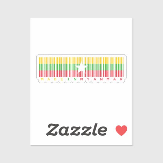 Made in Myanmar Barcode Flag Design Sticker (Vel)