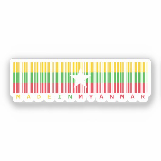 Made in Myanmar Barcode Flag Design Sticker (Voorkant)