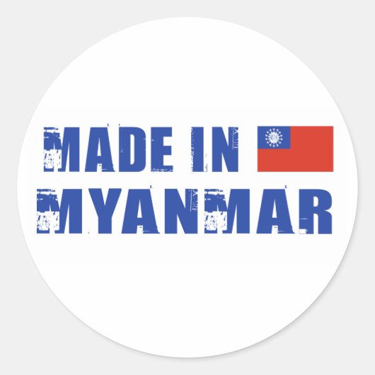 Made in Myanmar Ronde Sticker (Voorkant)