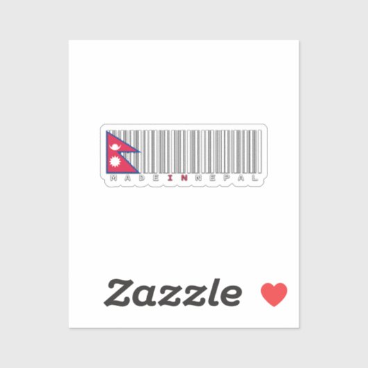Made in Nepal Barcode Flag Design Sticker (Vel)