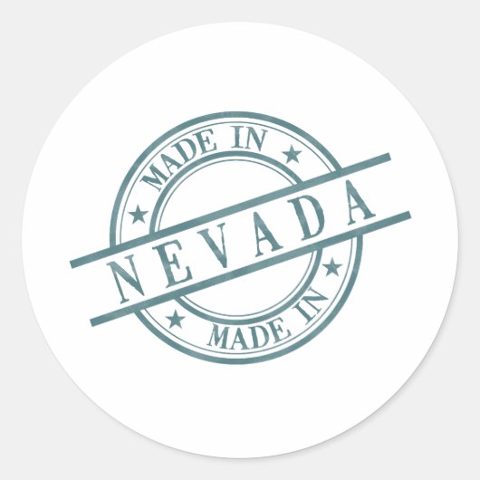 Made in Nevada Green Round Rubber Stamp Logo Ronde Sticker (Voorkant)