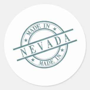Made in Nevada Green Round Rubber Stamp Logo Ronde Sticker