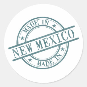 Made in New Mexico Green Round Rubber Stamp Logo Ronde Sticker