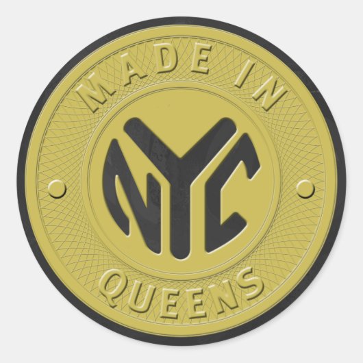 Made in New York Queens Ronde Sticker (Voorkant)