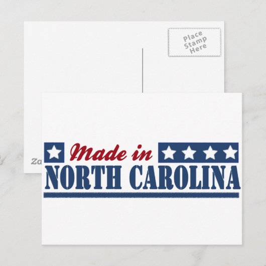 "Made in North Carolina"	"Staat North Carolina"	"N Briefkaart (Voorkant / Achterkant)