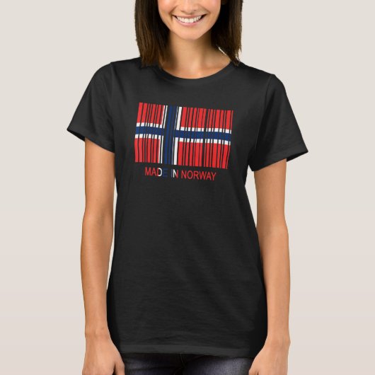 Made in Norway vlag Barcode T-shirt (Voorkant)