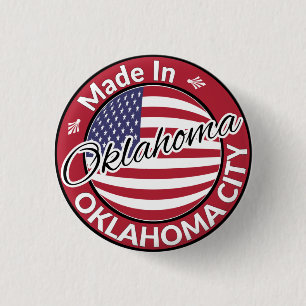 Made in Oklahoma City Oklahoma USA Flag Ronde Button 3,2 Cm
