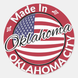 Made in Oklahoma City Oklahoma USA Flag Ronde Sticker
