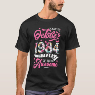 Made in oktober 1984 Floral 38 jaar oud 1984th Bir T-shirt