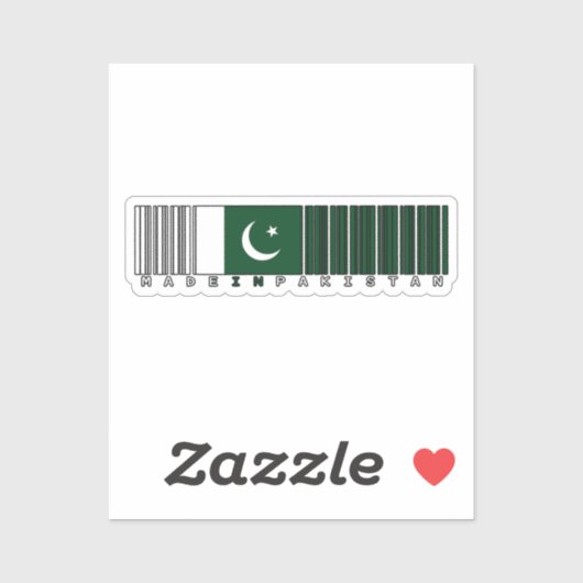 Made in Pakistan Barcode Flag Design Sticker (Vel)