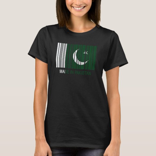 Made in Pakistan Flag Barcode T-shirt (Voorkant)