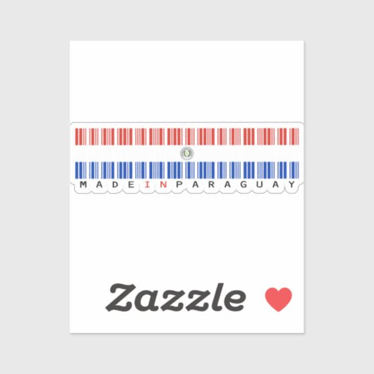 Made in Paraguay Streepjescode Vlag Sticker (Vel)